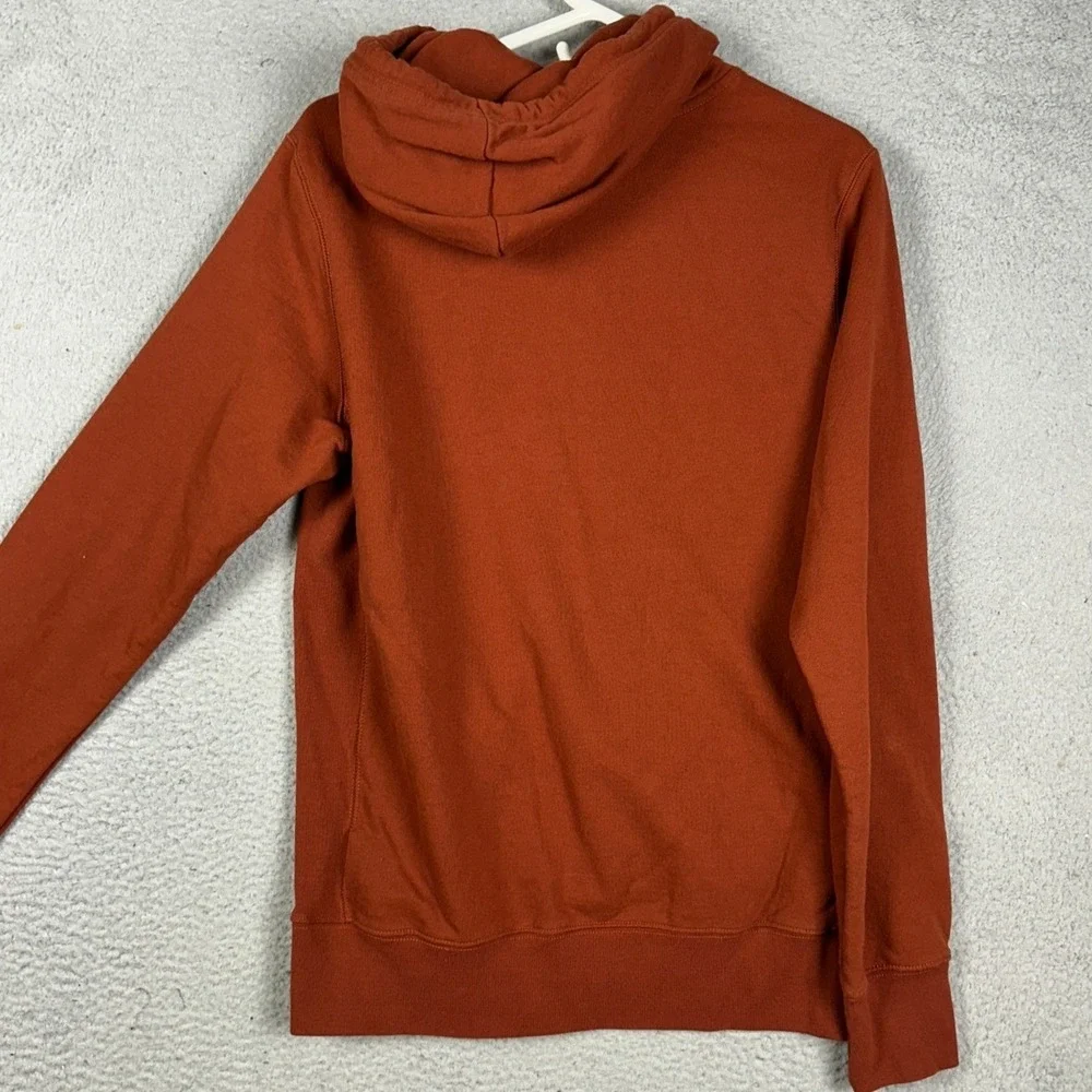 The North Face Hoodie Mens Medium Burnt Orange Pullover Logo Patch Sweatshirt